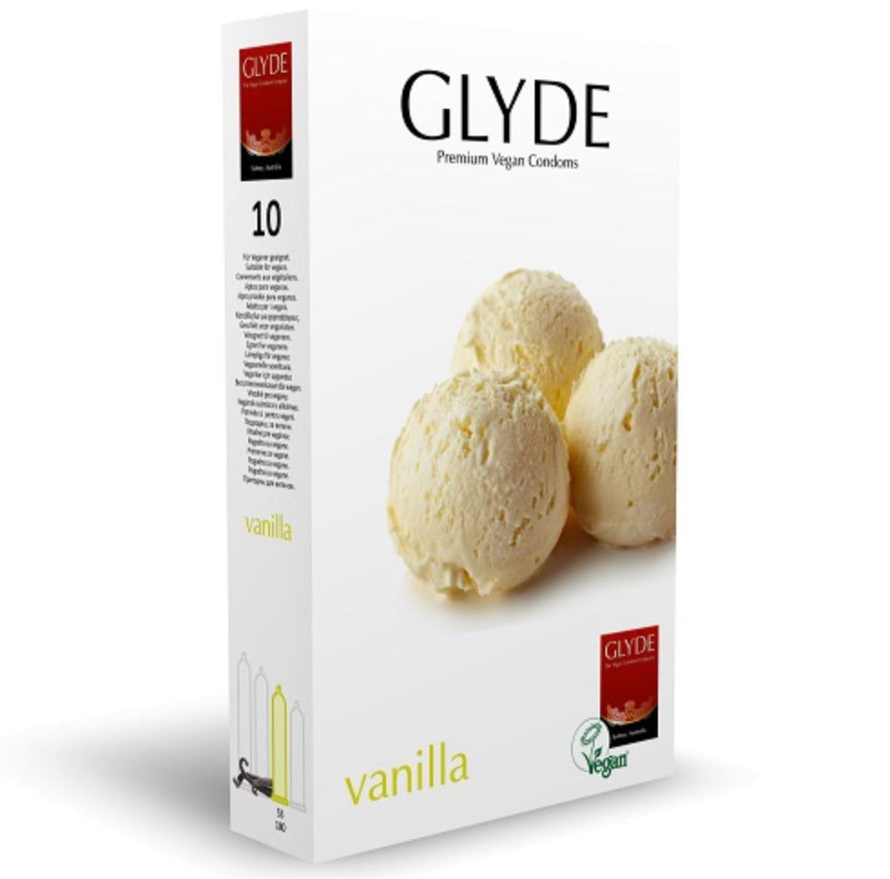 Glyde Ultra Vanilla Flavour Vegan Condoms 10 Pack